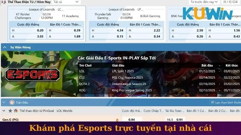 Khám phá Esports trực tuyến tại nhà cái