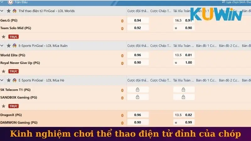 Kinh nghiệm chơi thể thao điện tử đỉnh của chóp