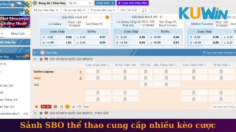 Sảnh SBO thể thao cung cấp nhiều kèo cược