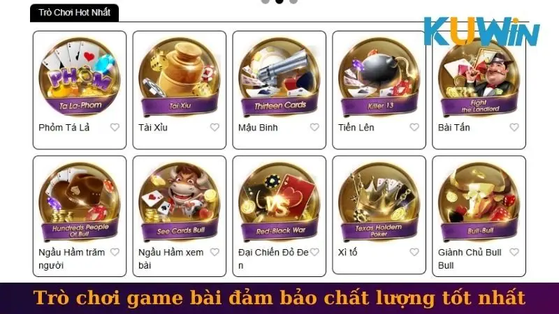 Trò chơi game bài đảm bảo chất lượng tốt nhất
